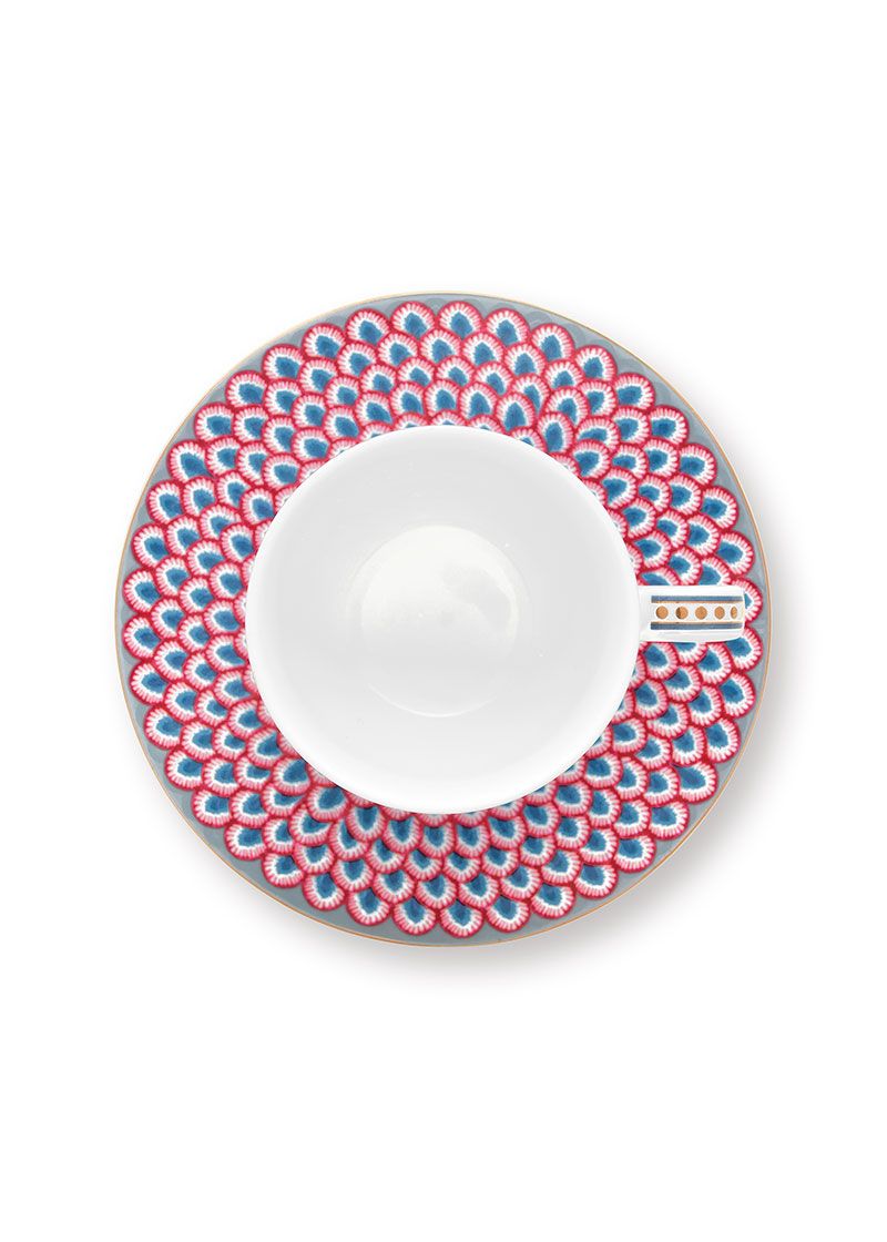 Espresso Cup & Saucer Flower Festival Light Blue