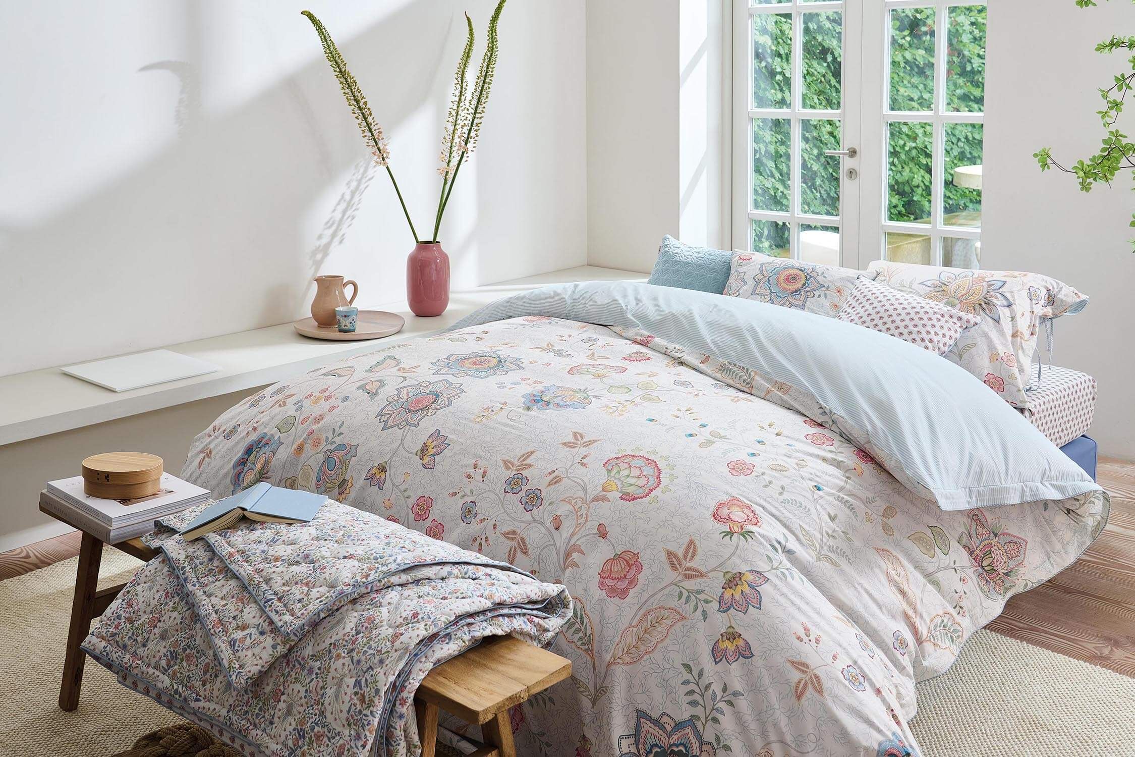 Cushion Jaipur Flower Light Blue