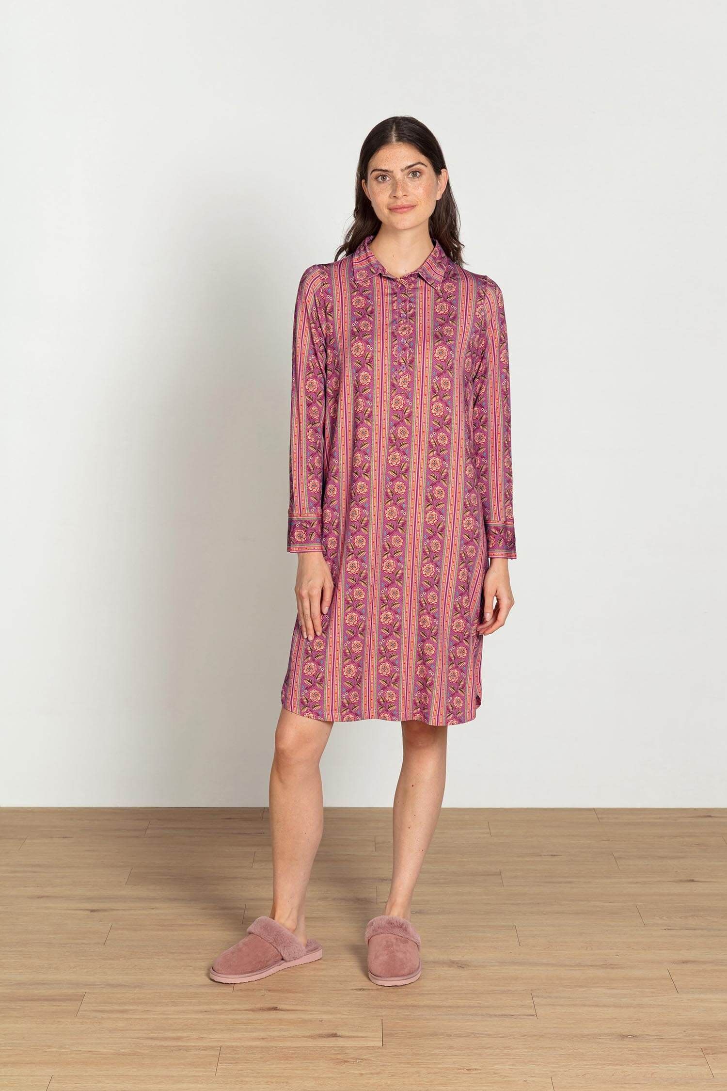 Daaltje Long Sleeve Nightdress Rosa Rani Pink