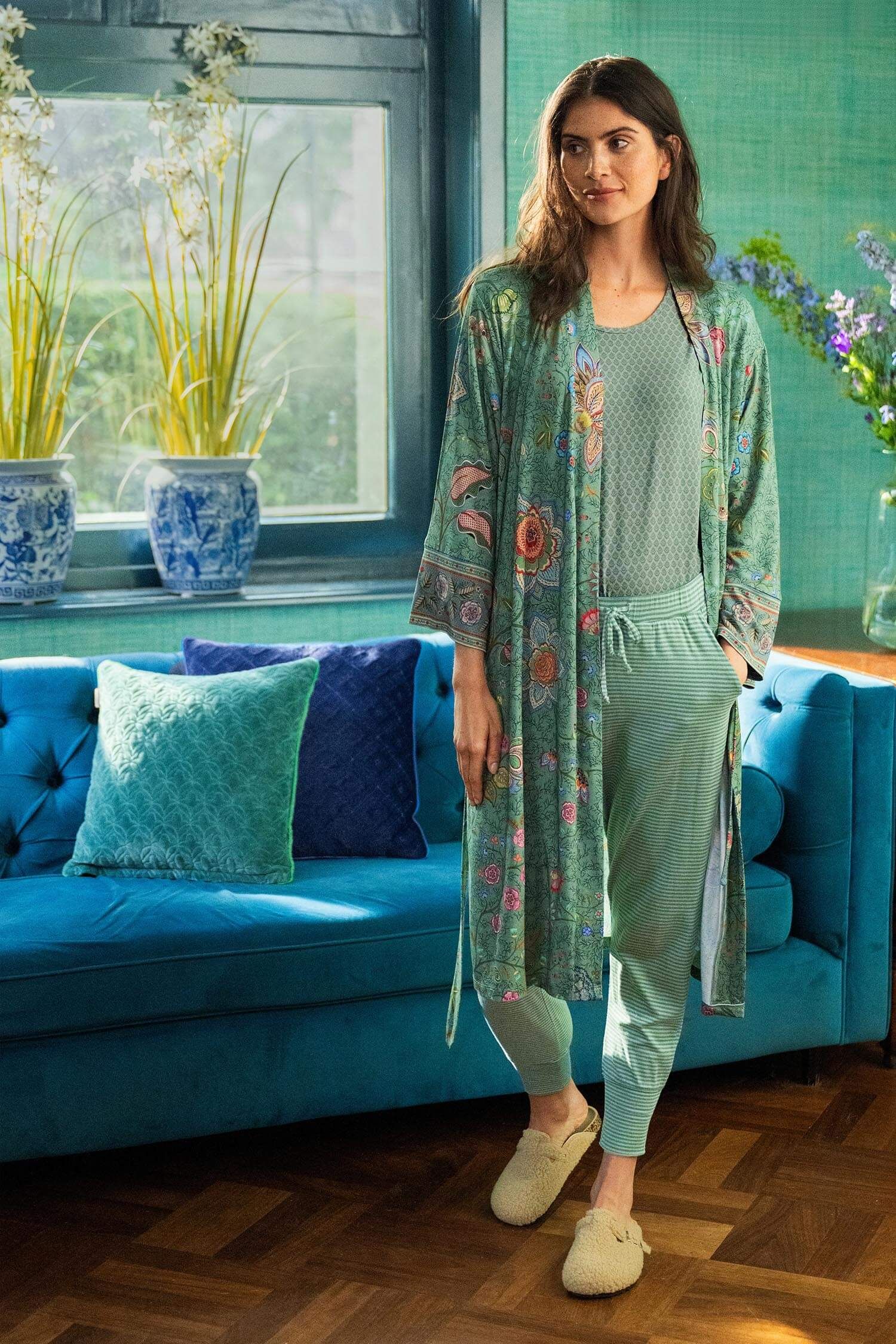 Bobien Long Trousers Little Sumo Stripe Green