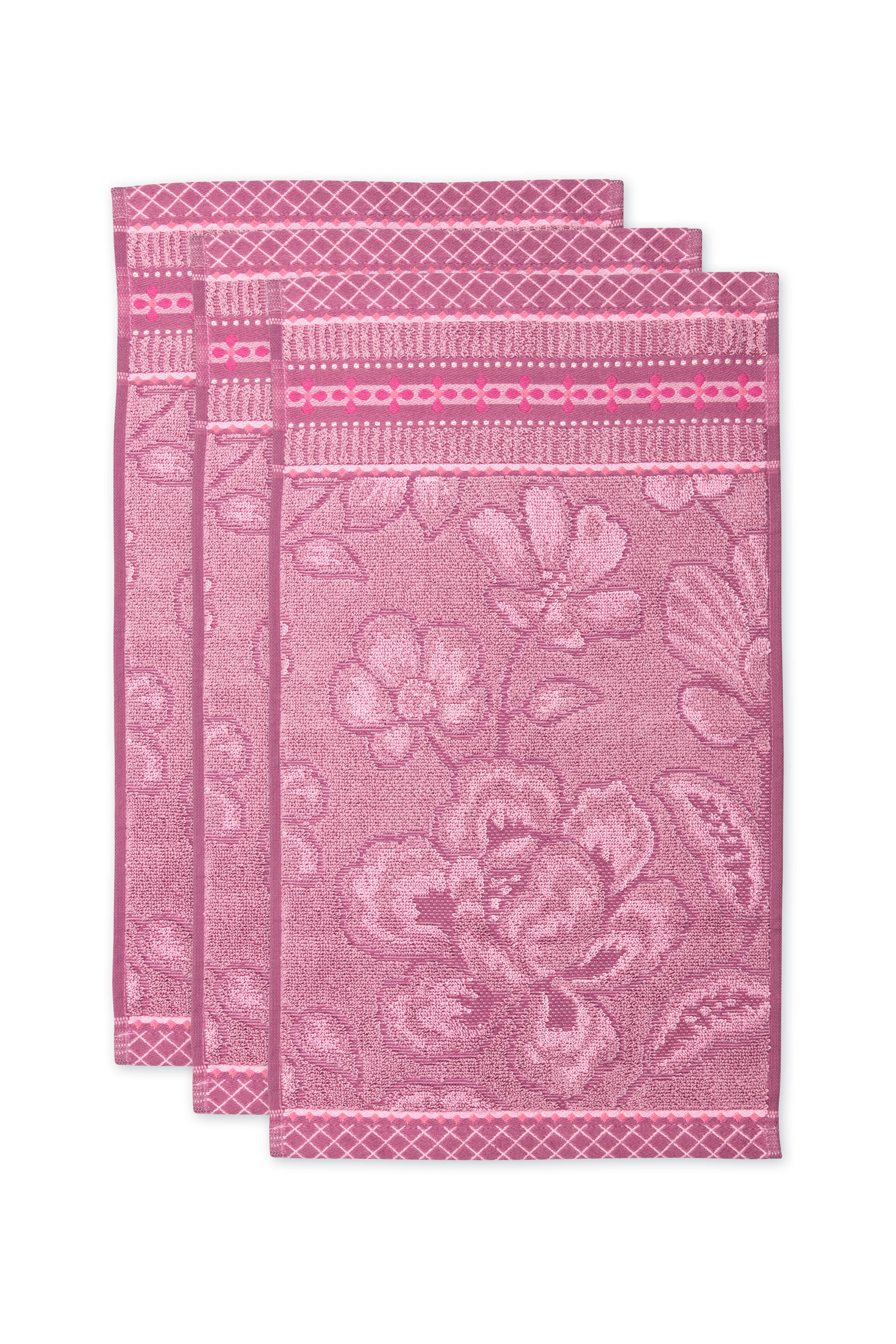 Guesttowel Set/3 Jasmin Jacquard Light Pink 30x50cm