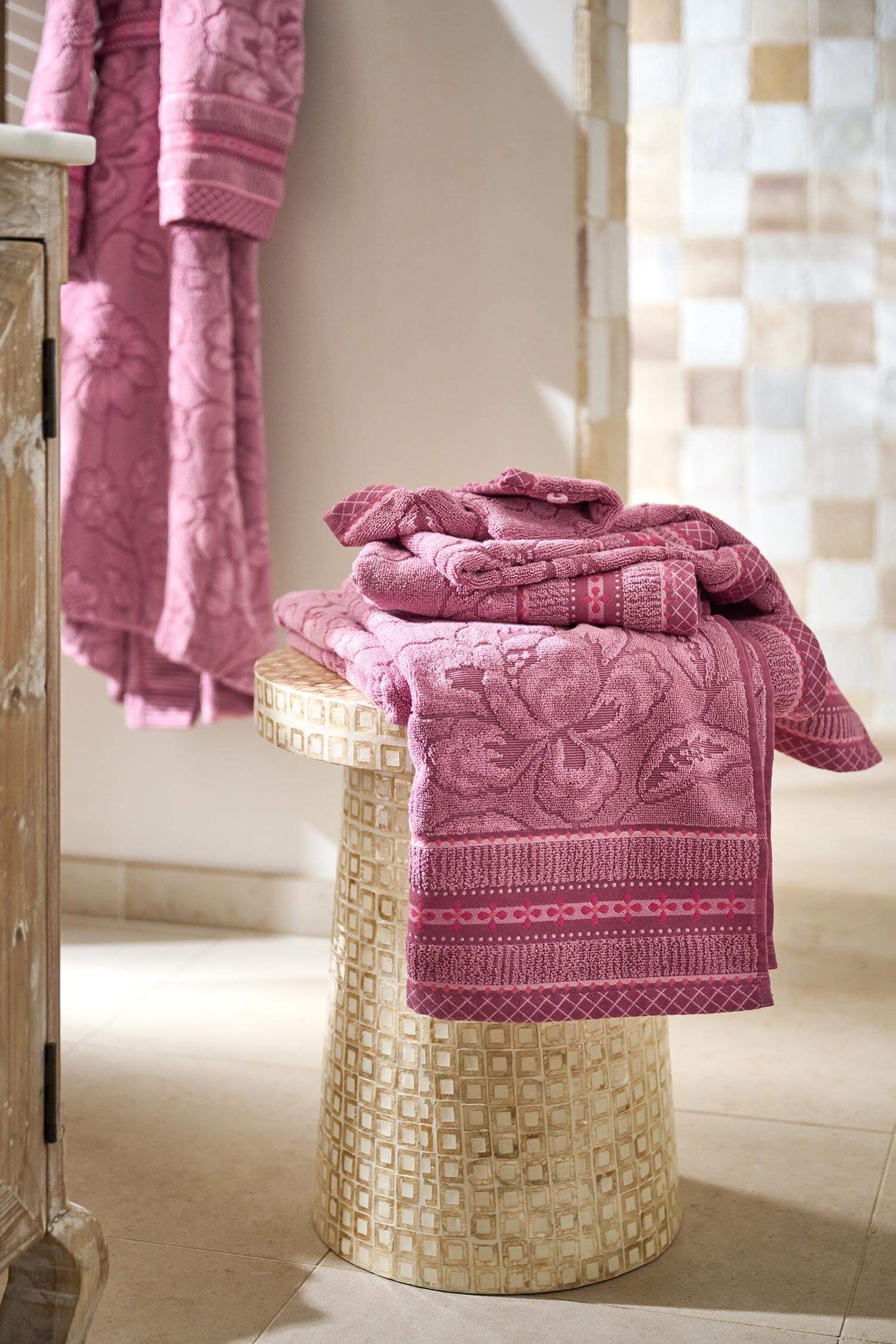 Guesttowel Set/3 Jasmin Jacquard Light Pink 30x50cm
