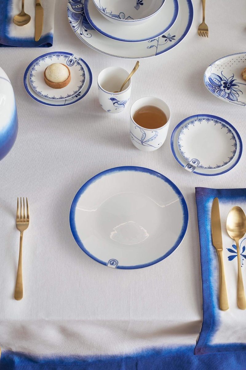 Breakfast Plate Pip & The Blue Bird Dip Dye White 23cm