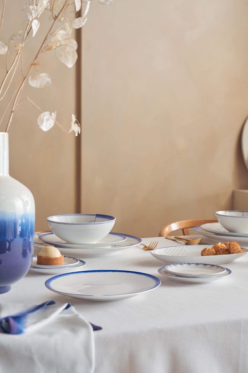 Breakfast Plate Pip & The Blue Bird Dip Dye White 23cm