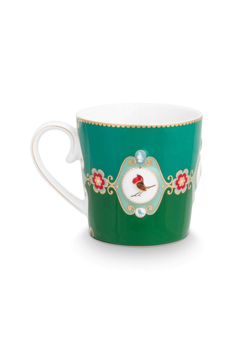 Mug Large Love Birds Medallion Emerald-Green