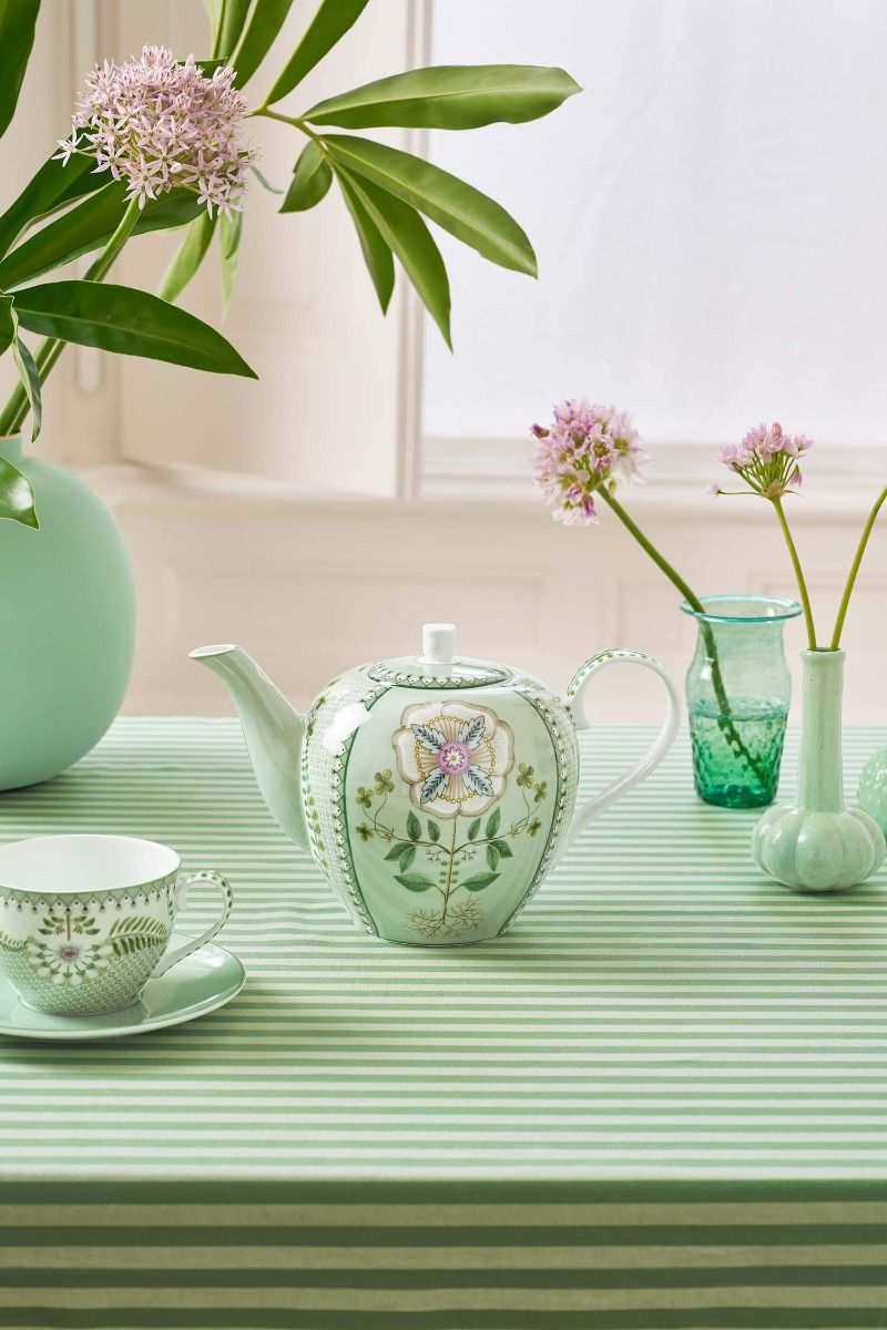 Teapot Large Lily&Lotus Tiles Light Green