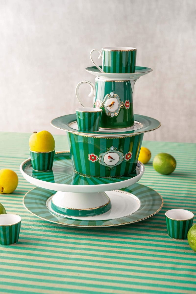 Plate Love Birds Stripes Emerald-Green 26.5cm