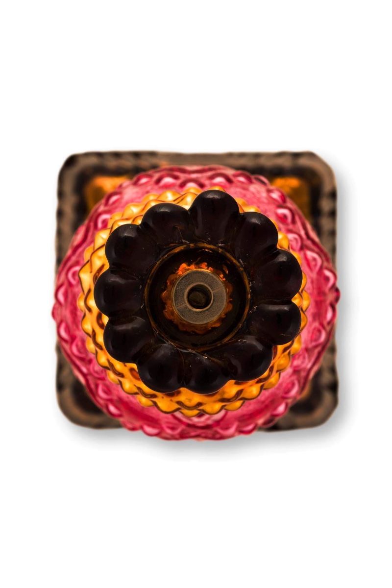 Candle Holder Glass Bead Red/Yellow 30cm