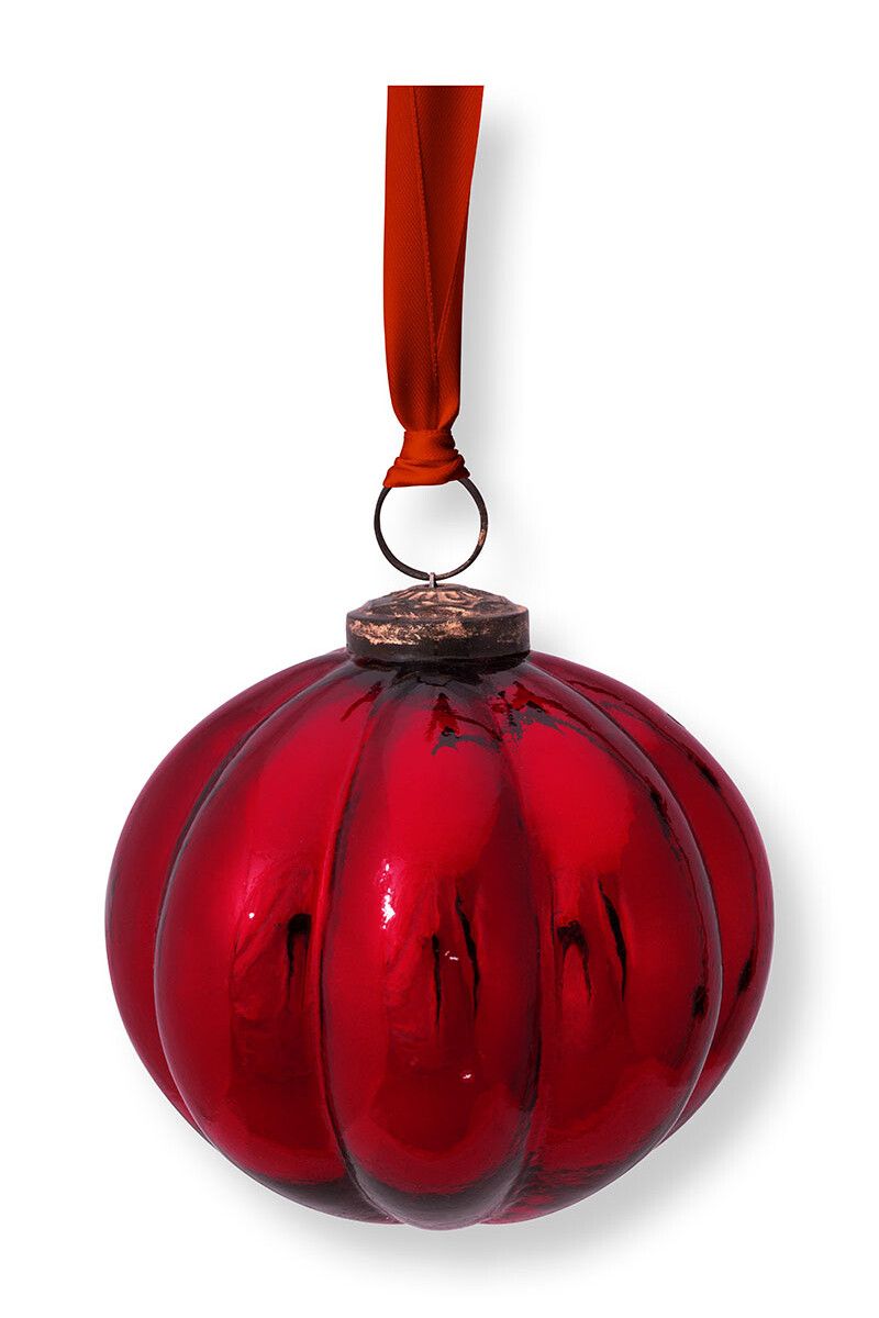 Ornament Glass Stripes Red 10cm