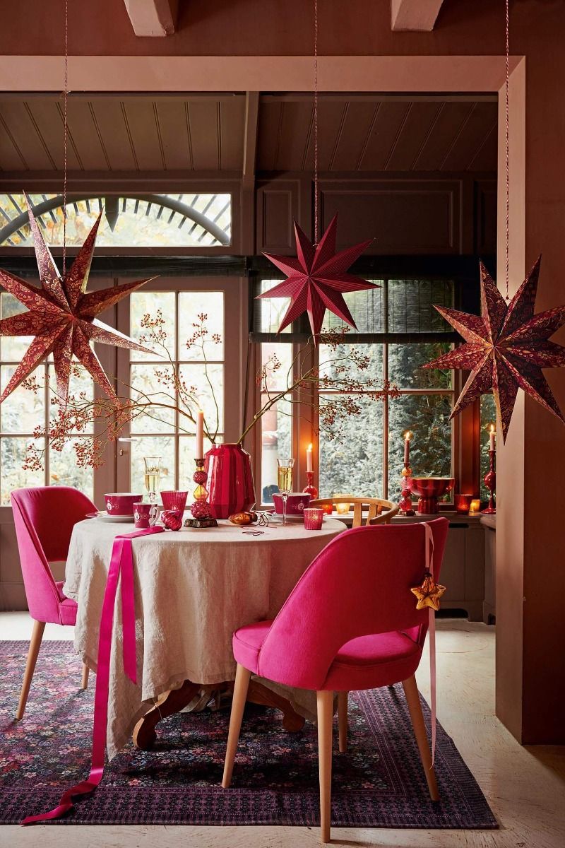 Christmas Star Paper Stripes Dark Red 60cm
