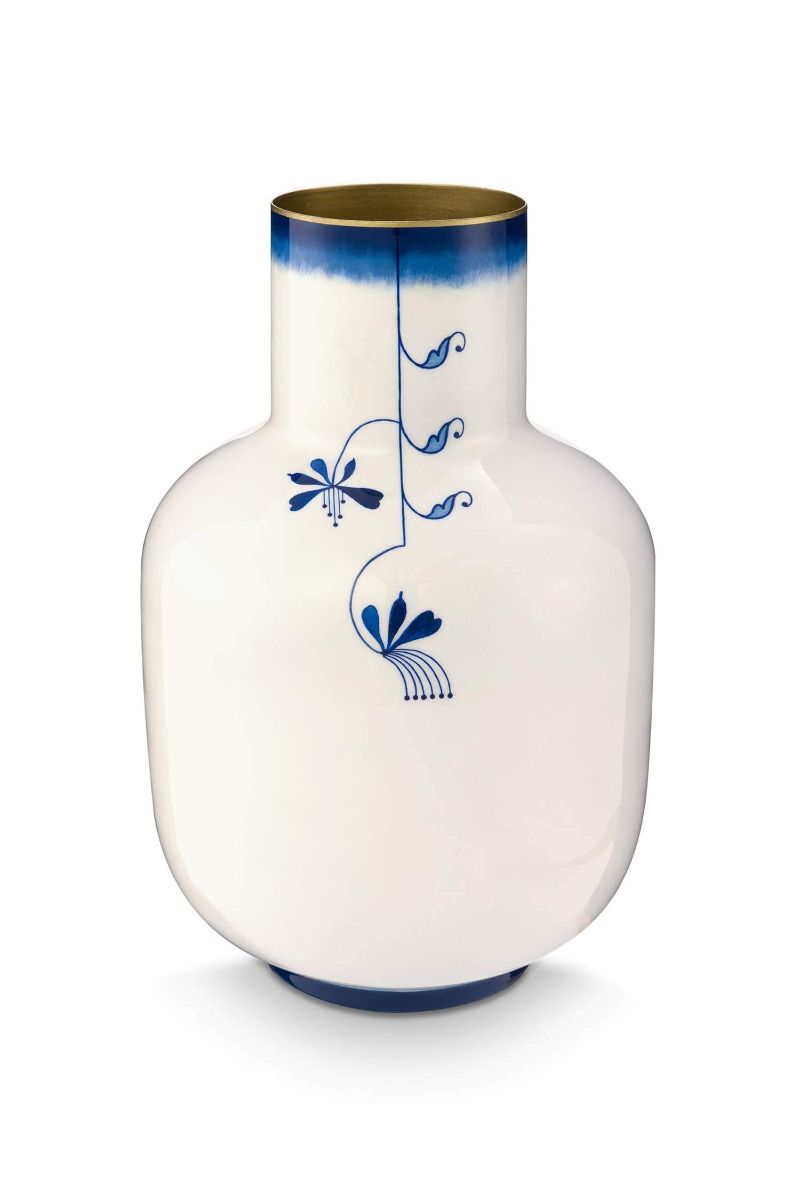 Vase Metal Pip & The Blue Bird Blue 30cm