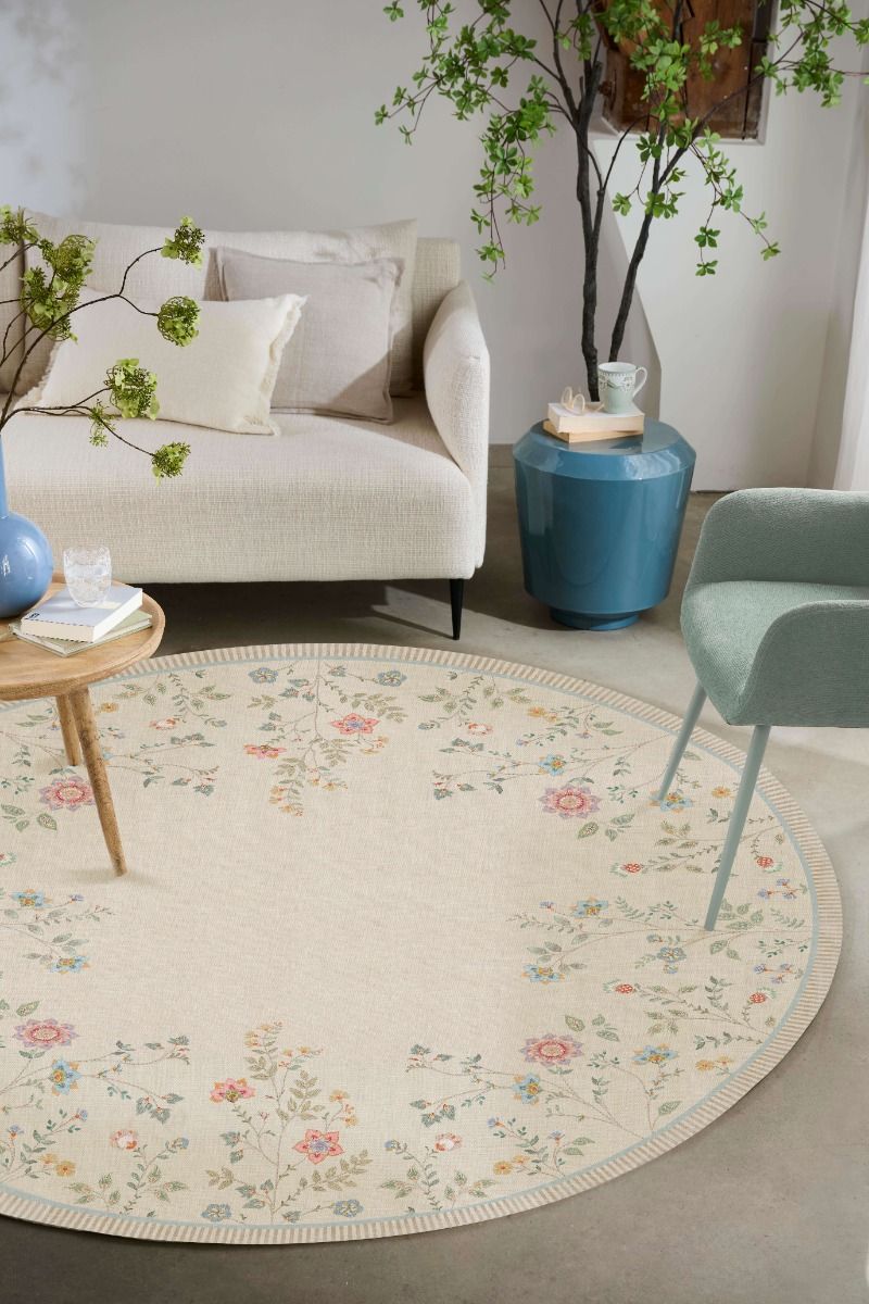 Round Carpet Campo de Flores by Pip Off White