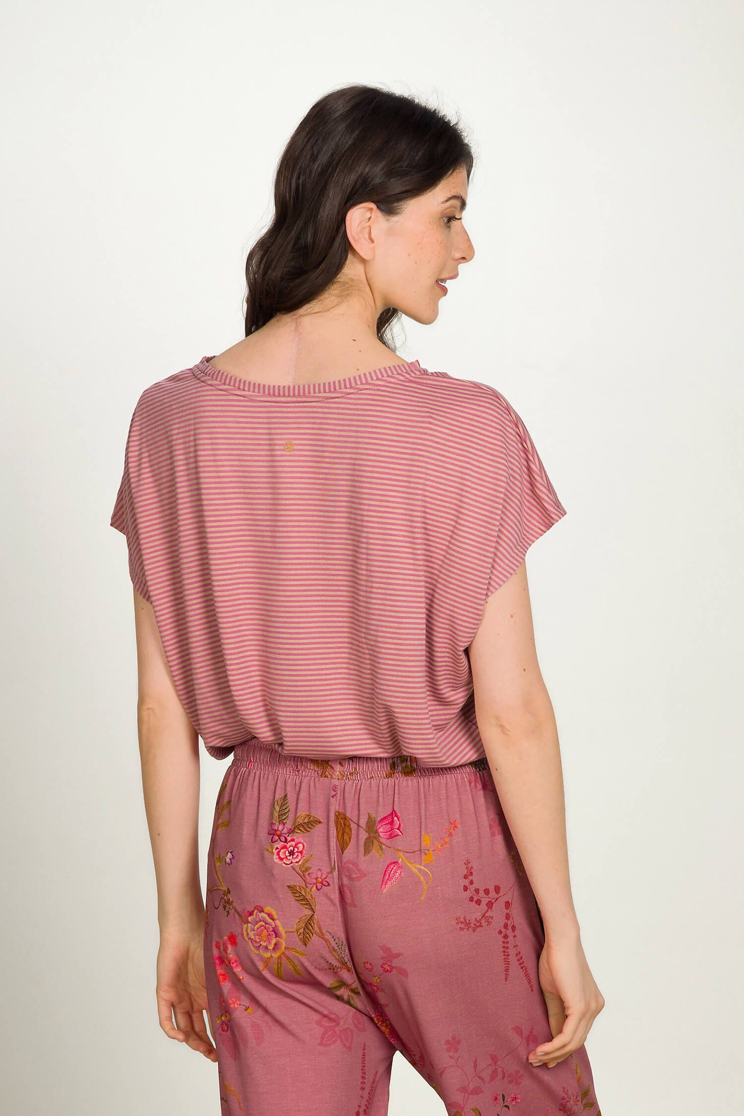 Tatum Short Sleeve Top Little Sumo Stripes Pink