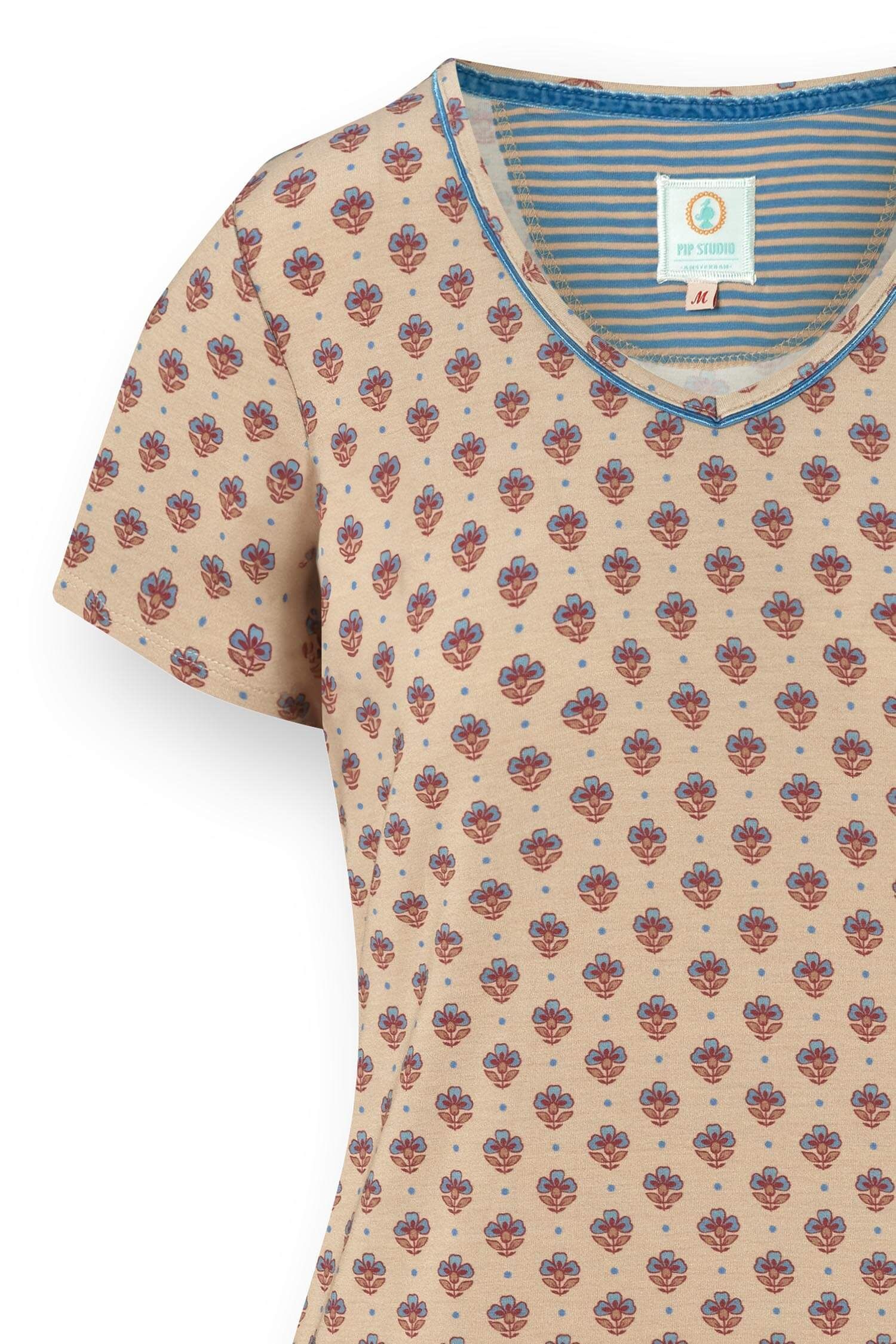 Toy Short Sleeve Top Jaipur Flower Khaki/Blue