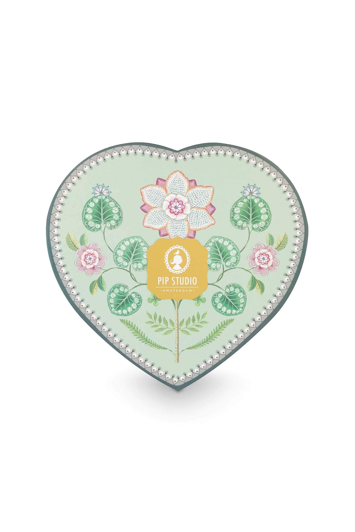 Set/2 Heart Shape Plates Lily&Lotus Light Green 21.5cm