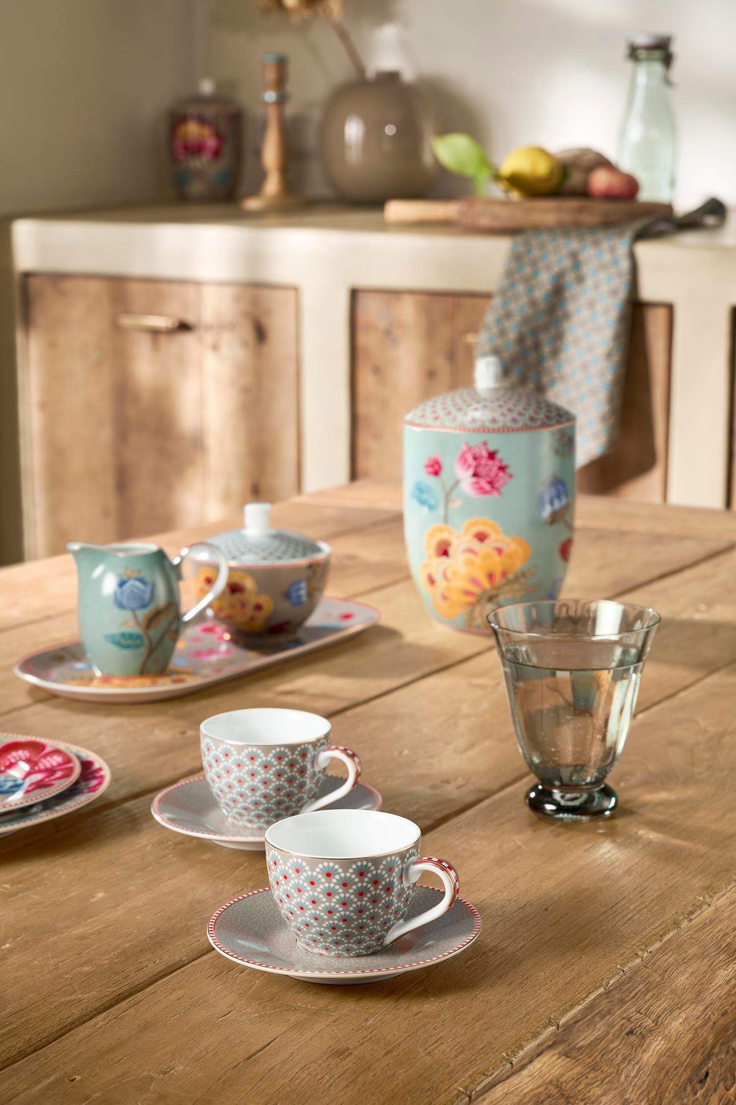 Set/2 Espresso Cups and Saucers Blooming Tales Khaki 120ml