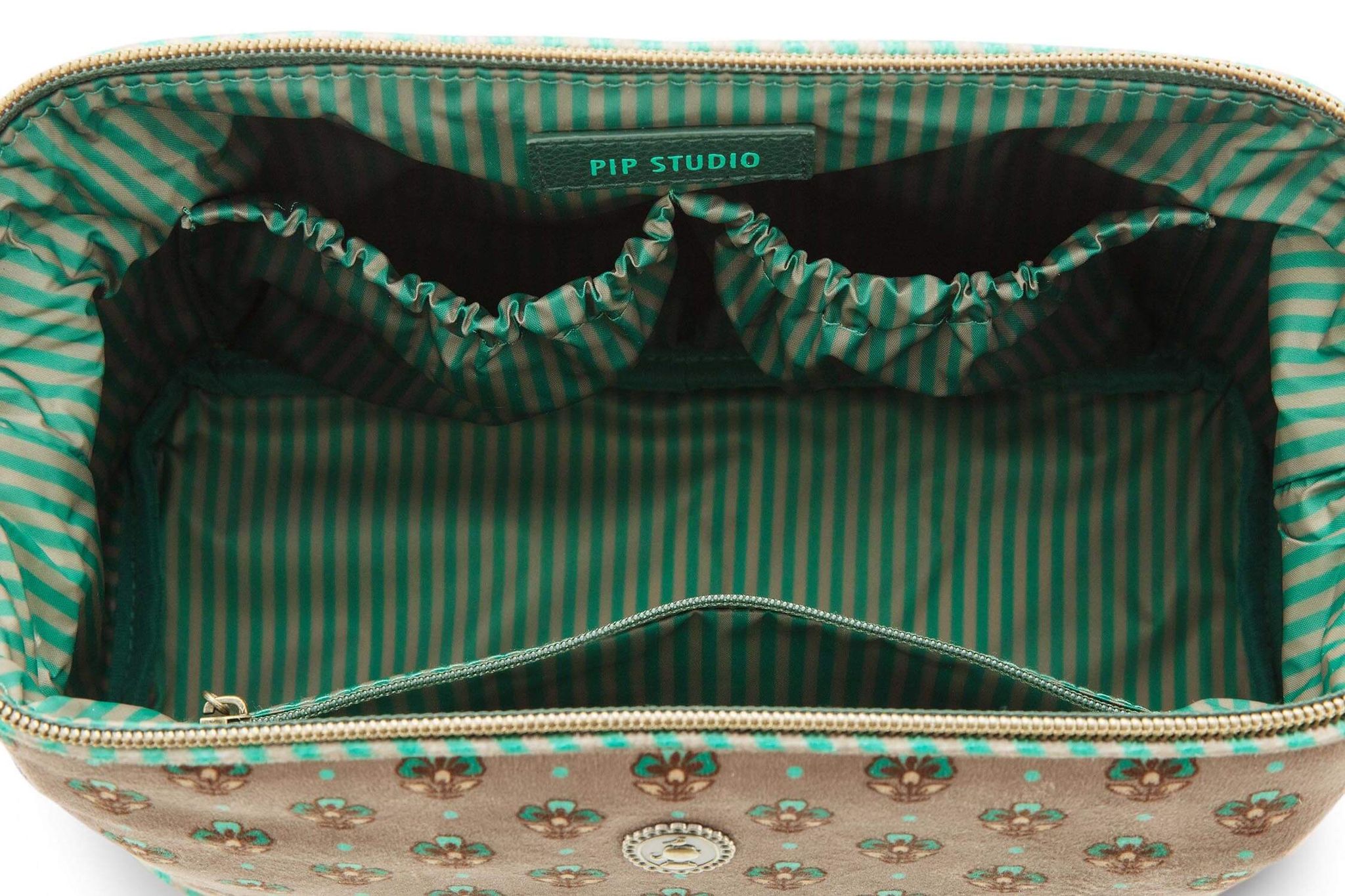 Cosmetic Purse Cooper Large Jaipur Flower Green