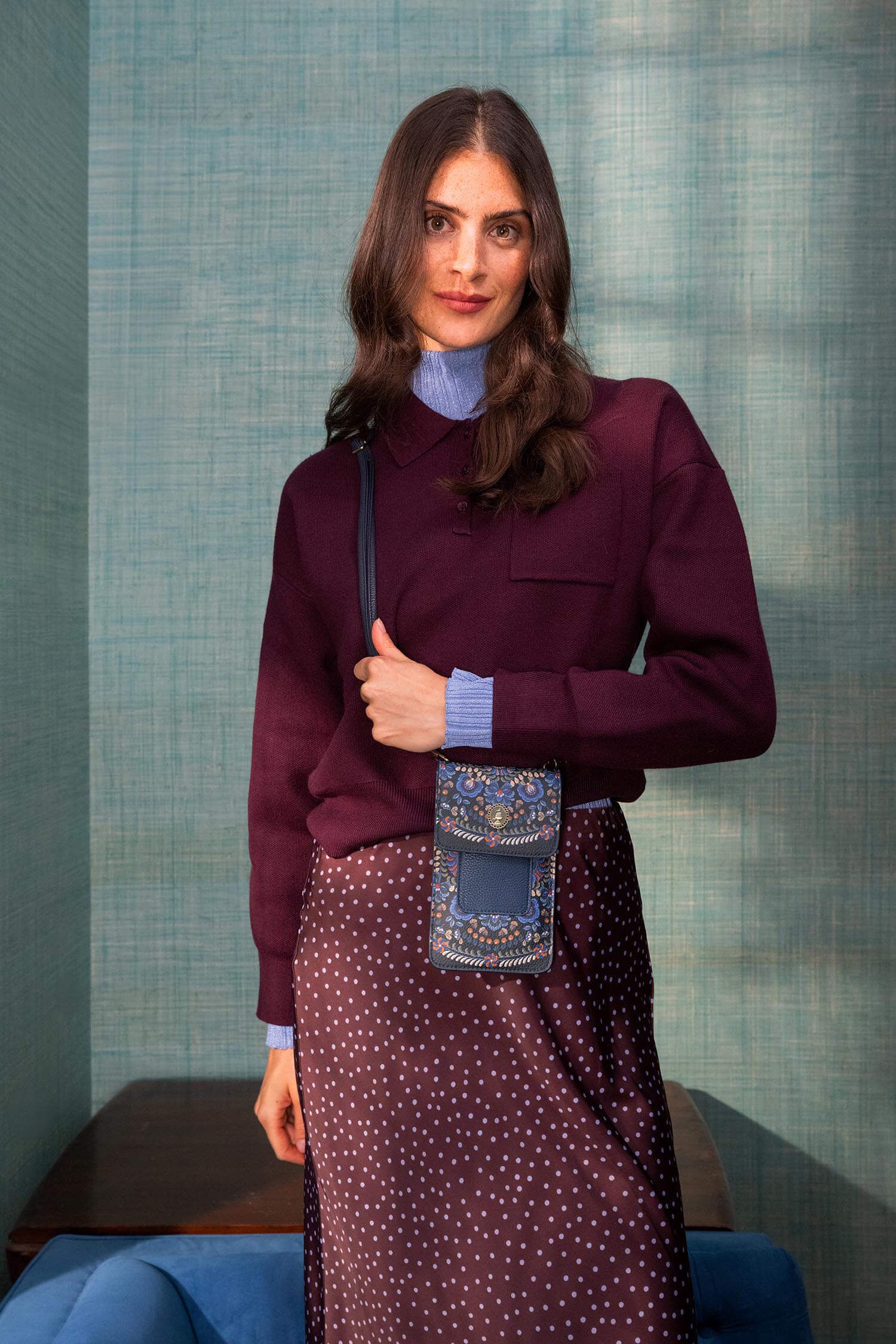 Phone Bag Peggy Il Ricamo Blue