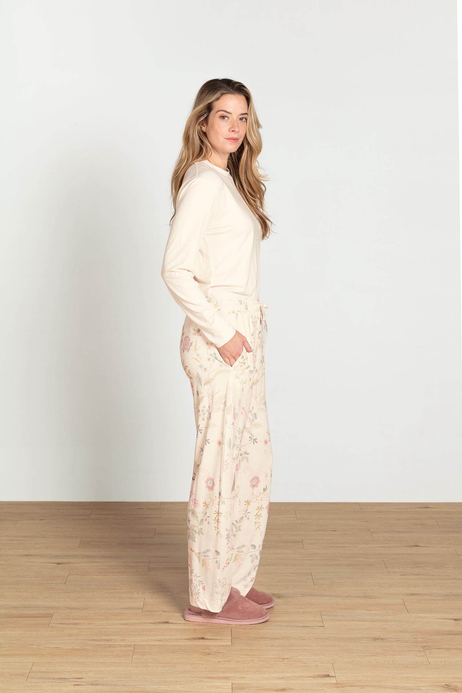 Belin Long Trousers Bodhi Flower Off White
