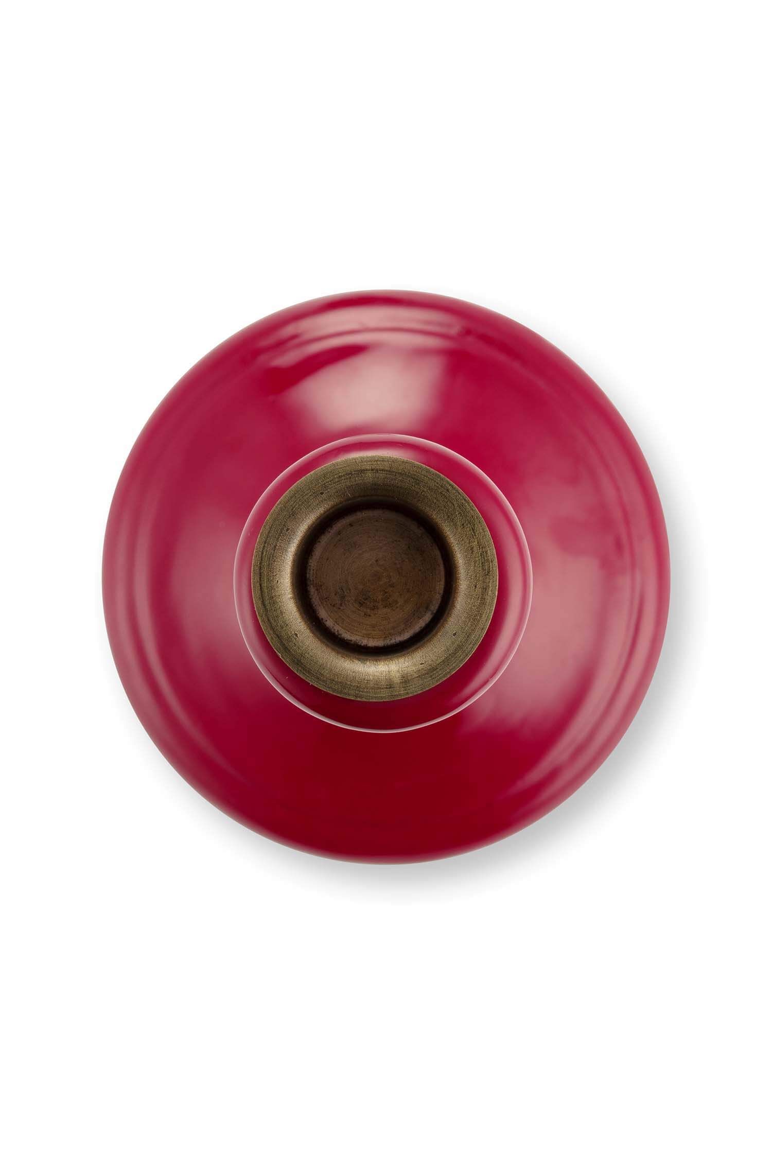 Candle Holder Wood Red 25cm