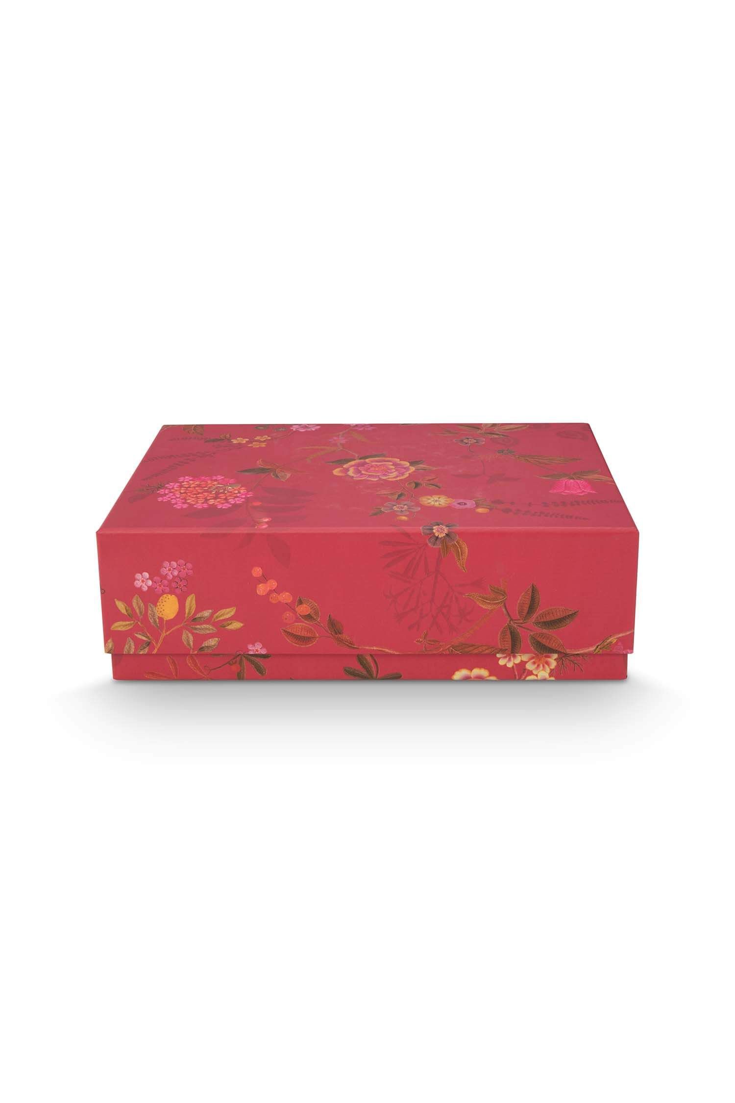 Set/2 Box Rectangular Blooming Tales Red