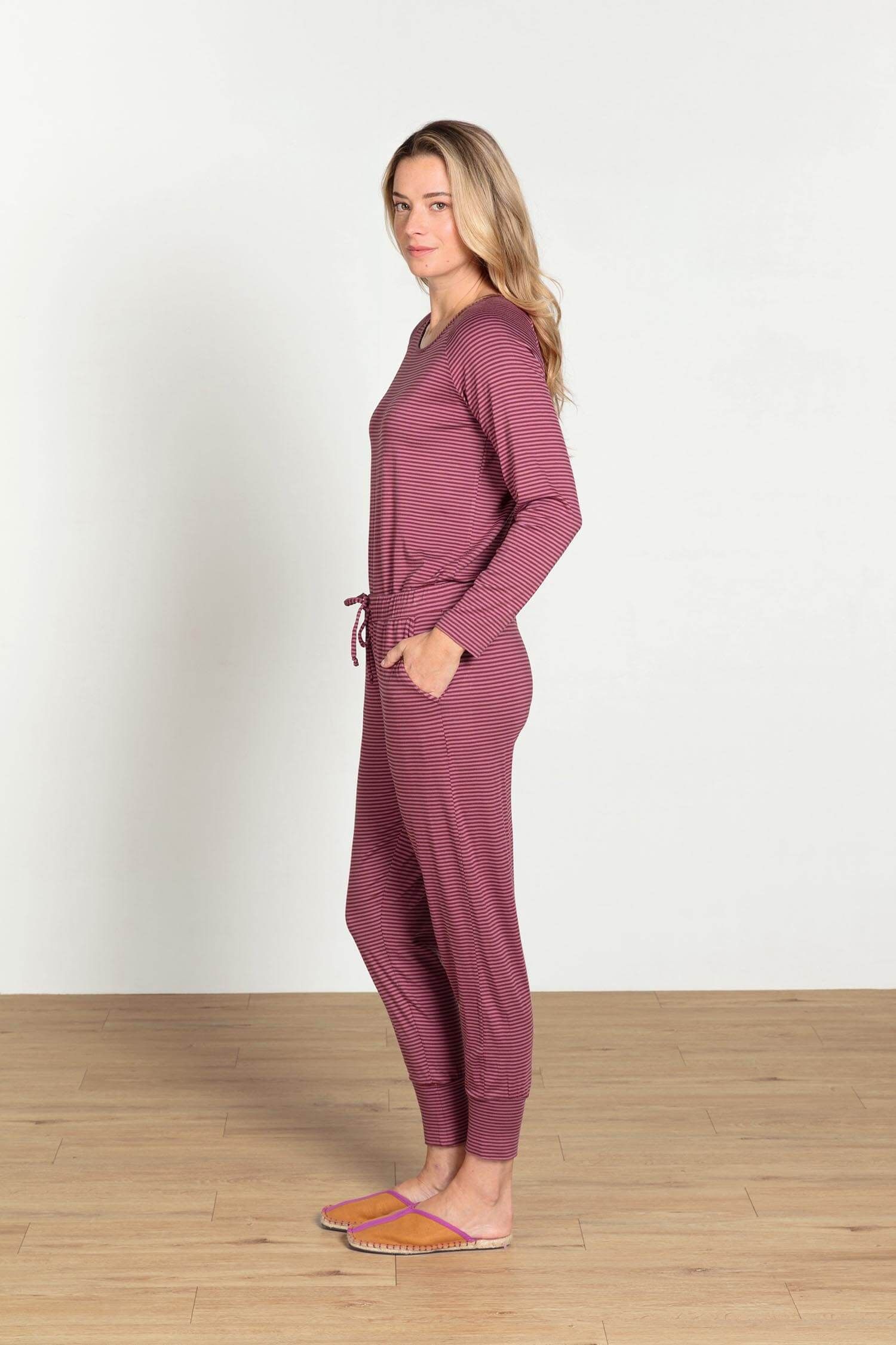 Bobien Long Trousers Little Sumo Stripe Pink