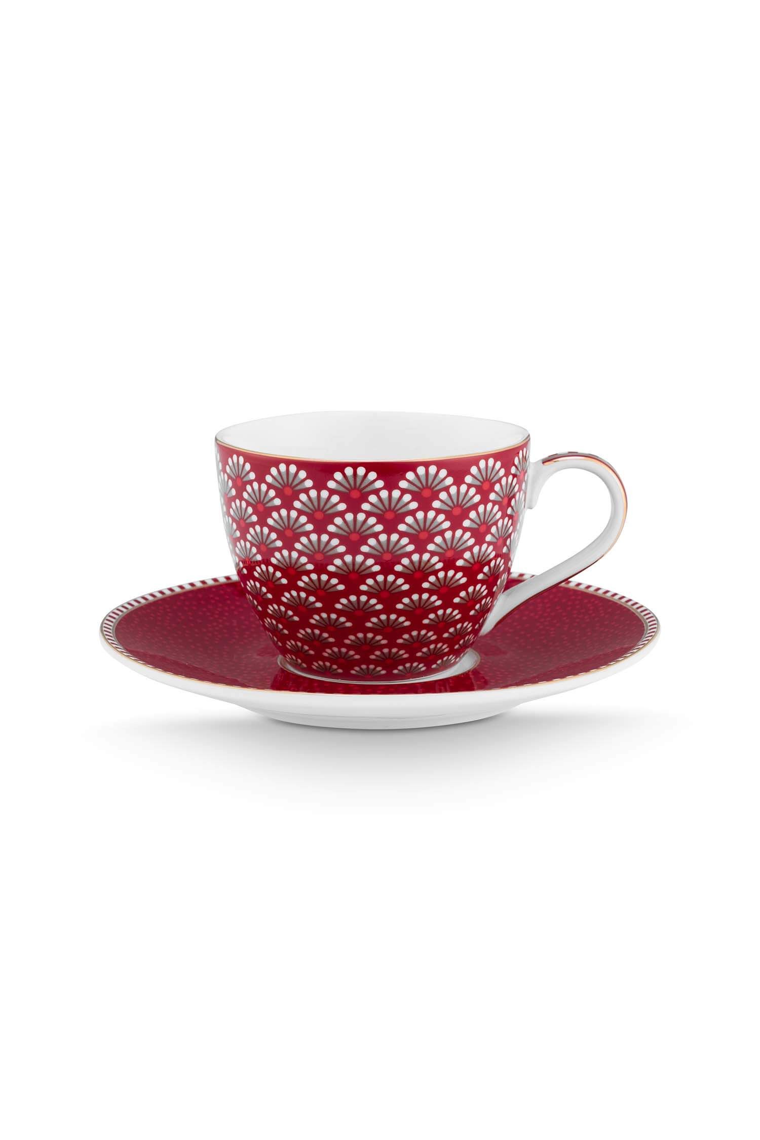 Espresso Cup & Saucer Blooming Tales Dark Red 120ml