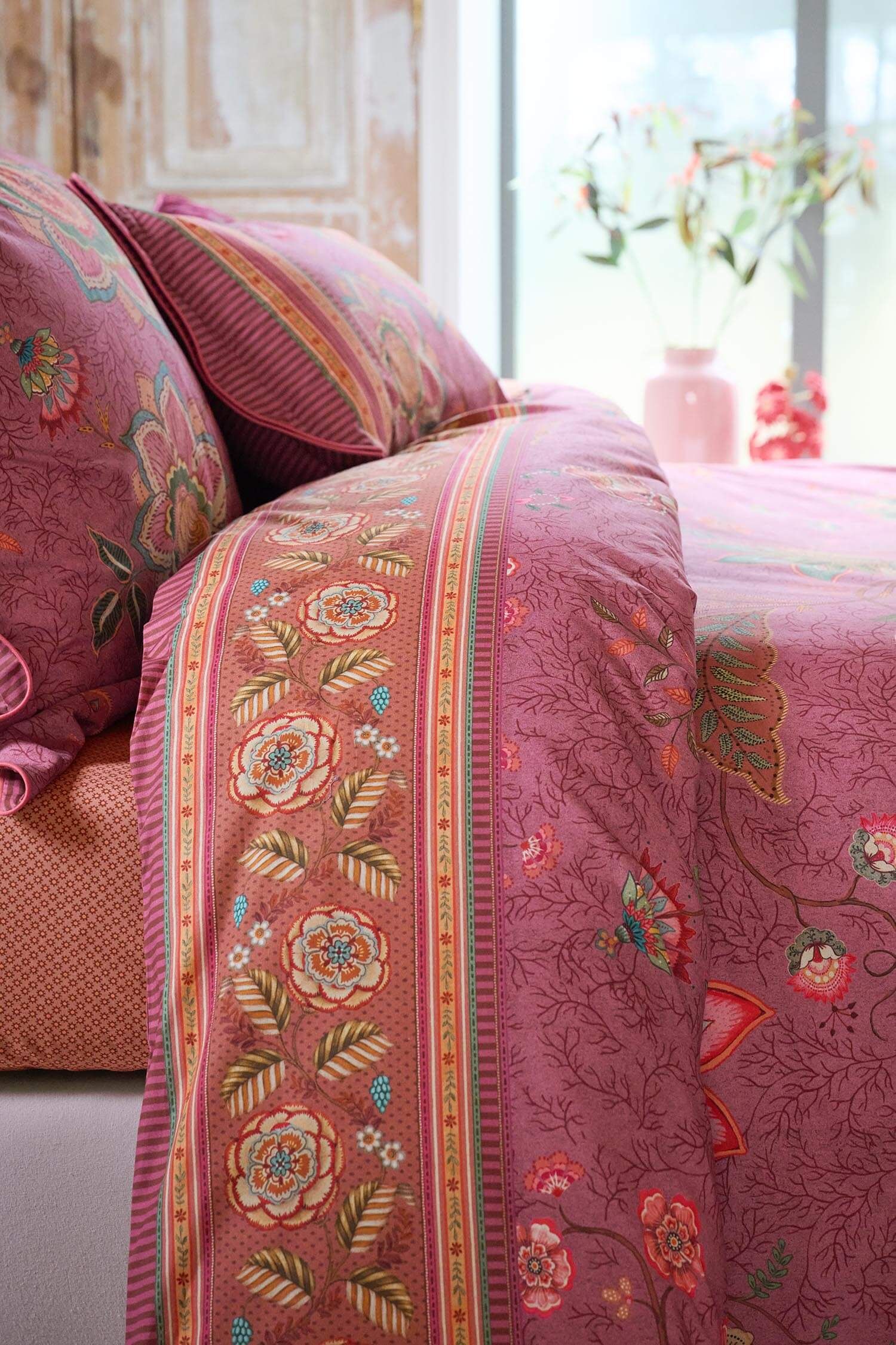 Duvet Cover Set Mumbai Evening Dark Pink