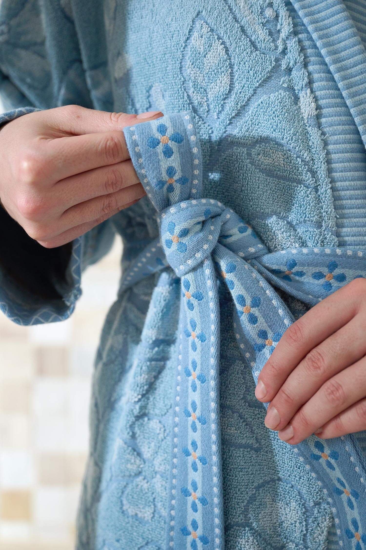 Bathrobe Jasmin Jacquard Light Blue