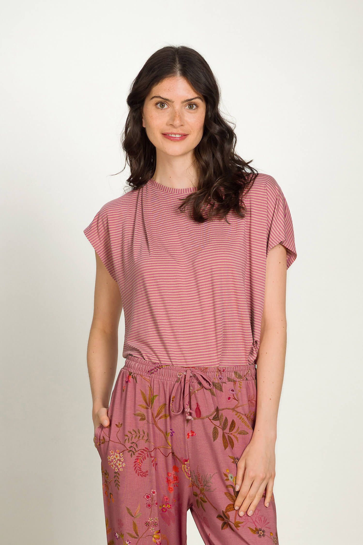 Tatum Short Sleeve Top Little Sumo Stripes Pink