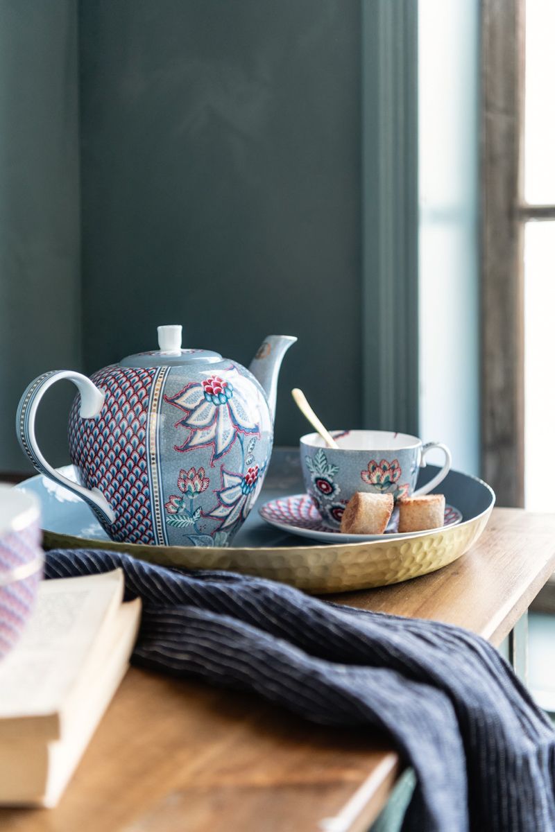 Cup & Saucer Flower Festival Light Blue