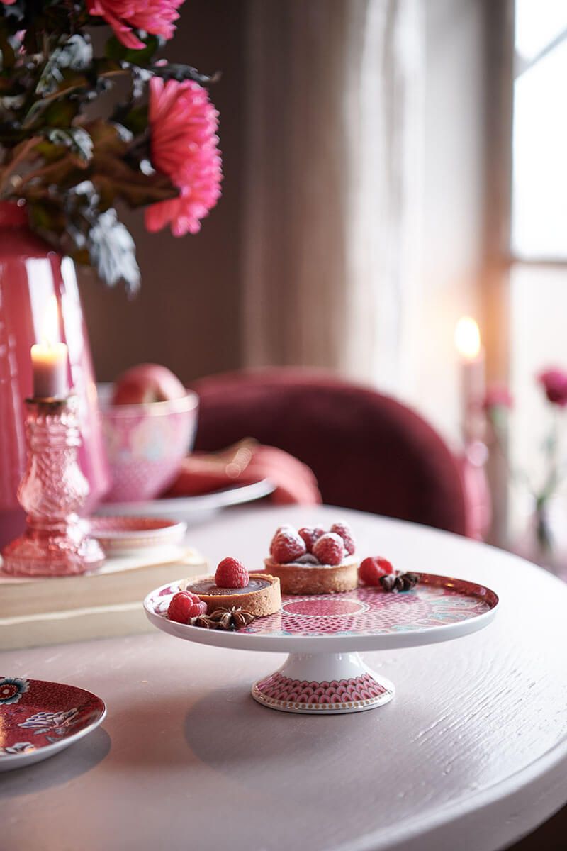 Mini Cake Tray Flower Festival Scallop Deco Dark Pink 21cm
