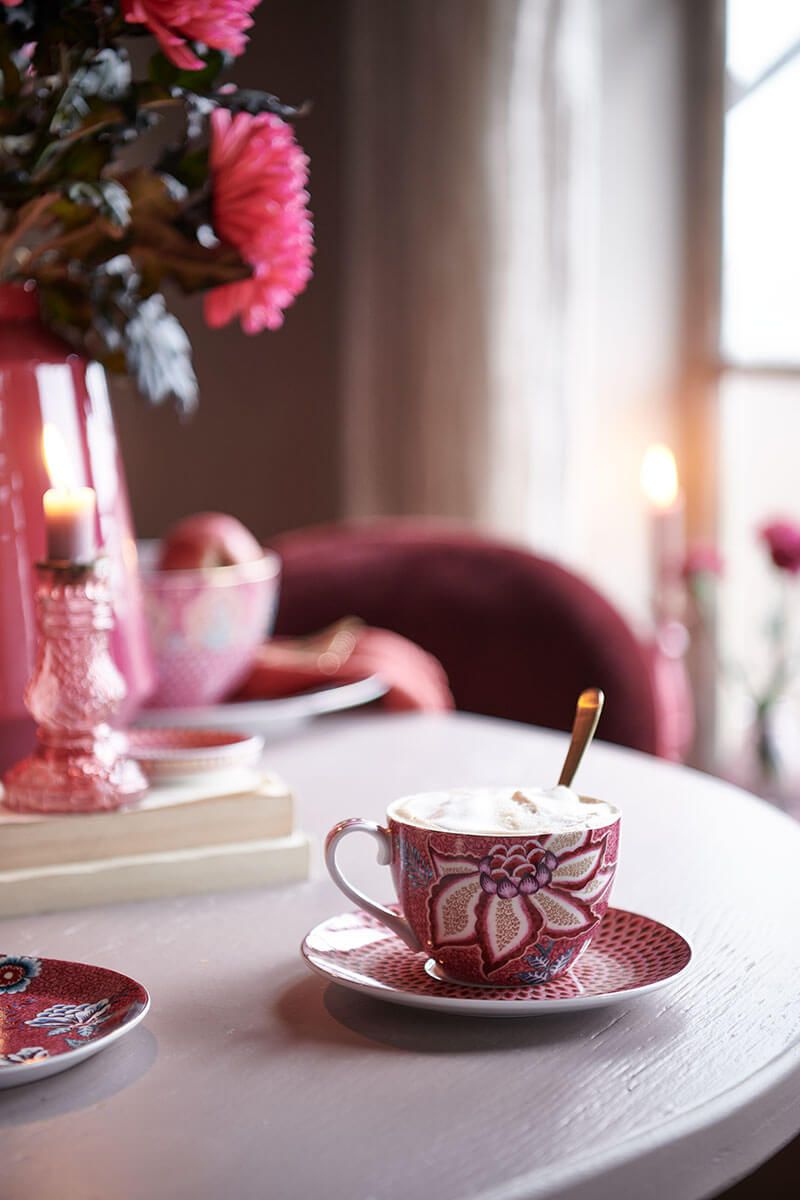 Cup & Saucer Flower Festival Dark Pink
