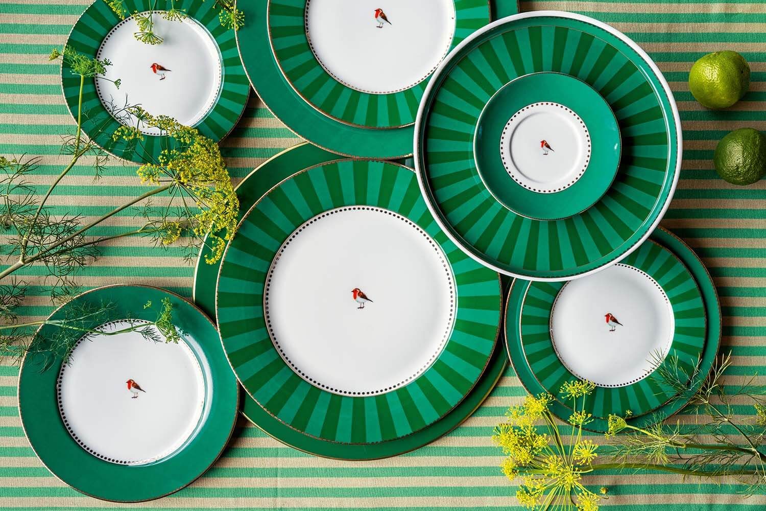 Plate Love Birds Stripes Emerald-Green 21cm