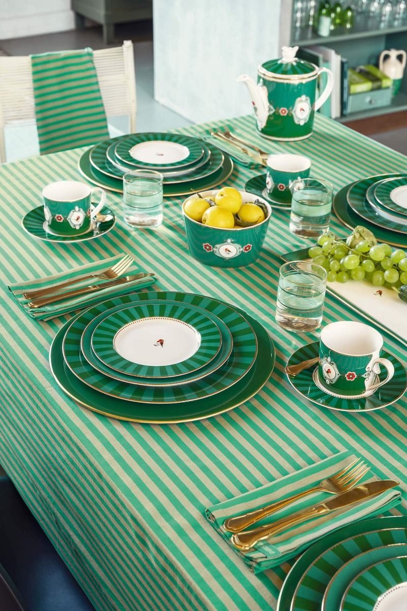 Plate Love Birds Stripes Emerald-Green 26.5cm