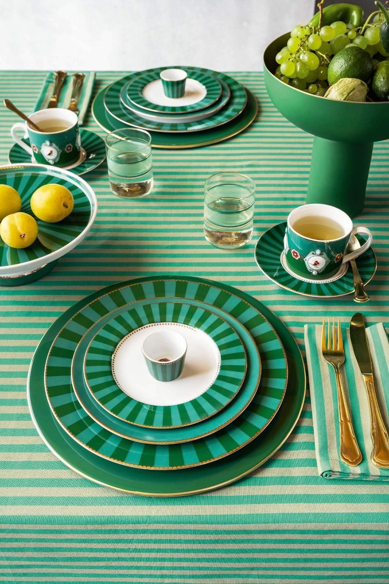 Plate Love Birds Stripes Emerald-Green 26.5cm