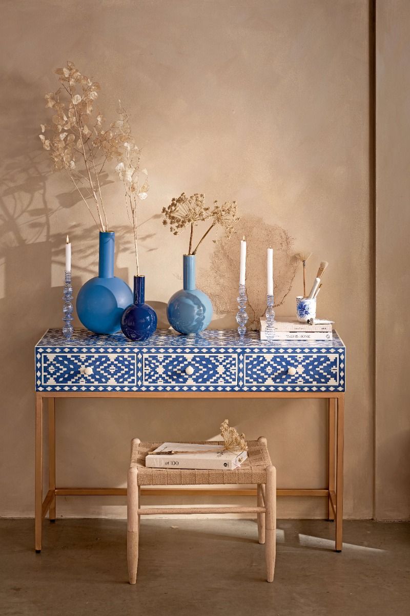 Vase Metal Dark Blue 26cm