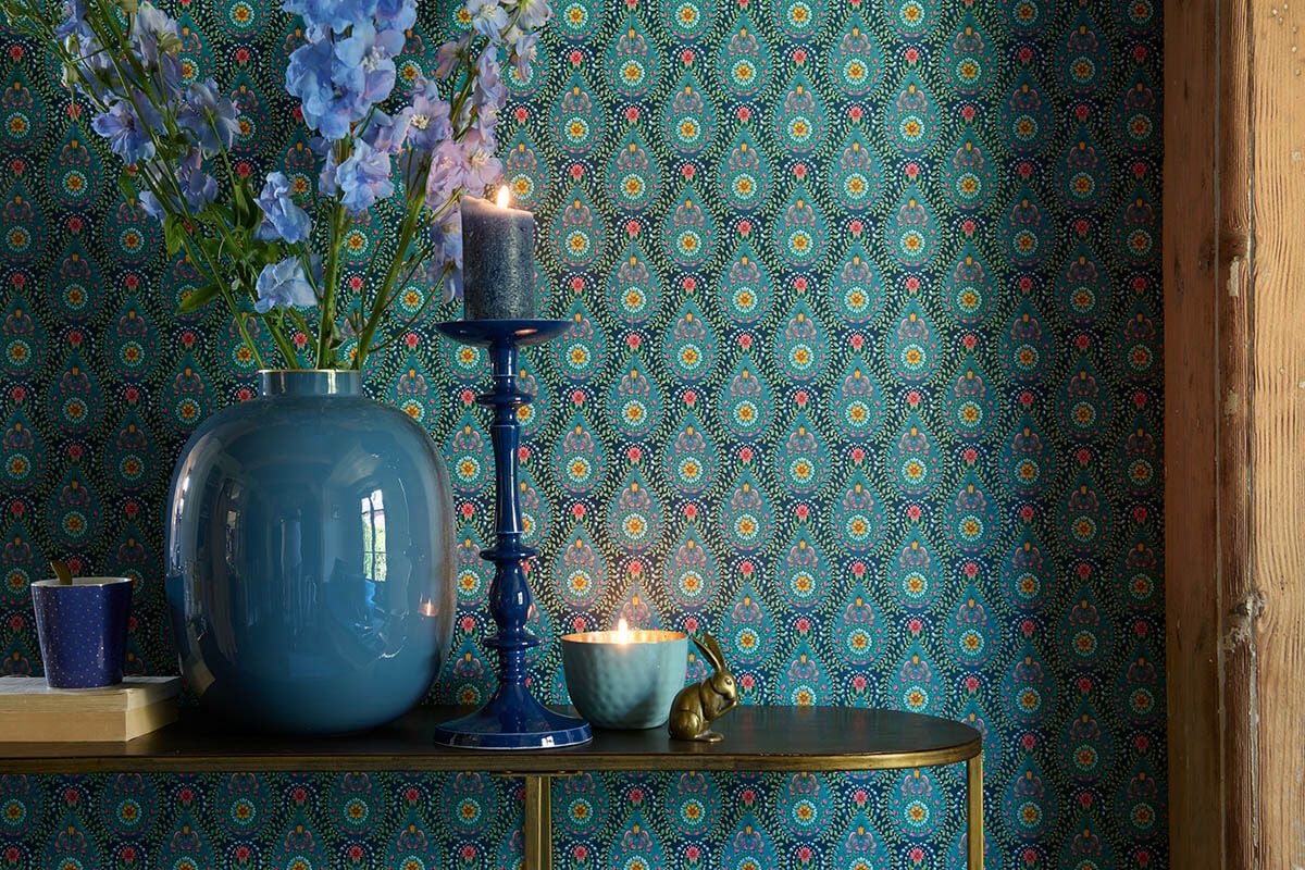 Pip Studio Raindrops Non-Woven Wallpaper Dark Blue