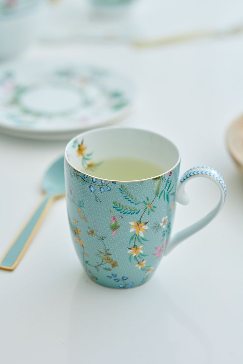 Mug Large Jolie Flowers Blue