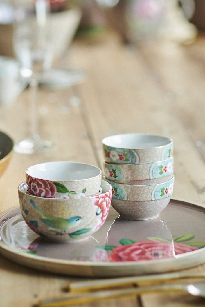 Plate Blushing Birds Khaki 17cm