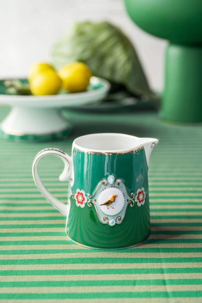 Jug Small Love Birds Medallion Emerald-Green