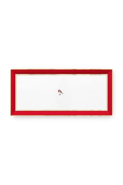 Cake Tray Rectangular Love Birds Red-Pink 33.3x15.5cm