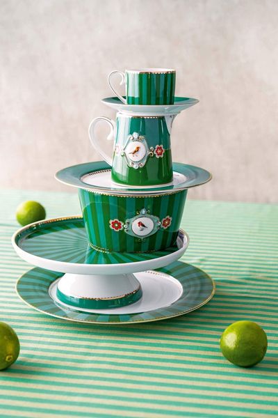 Mini Cake Tray o/f Love Birds Stripes Emerald-Green 24cm