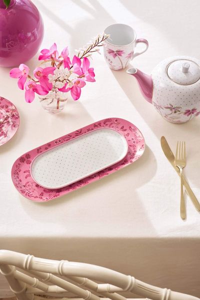 Plate Sugar & Creamer Jolie Dots Gold Pink 25x12cm