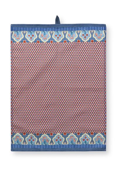 Flower Festival Tea Towel Red/Blue