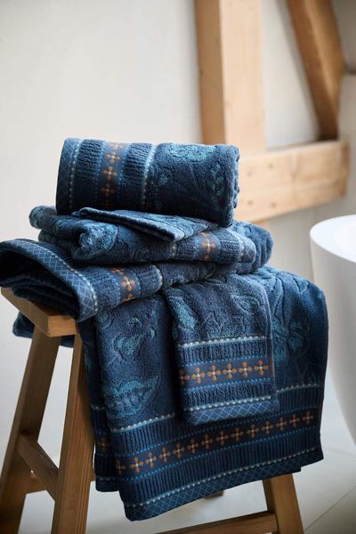 Guesttowel Set/3 Jasmin Jacquard Dark Blue 30x50cm
