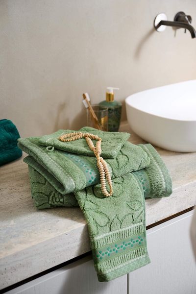 Guesttowel Set/3 Jasmin Jacquard Green 30x50cm