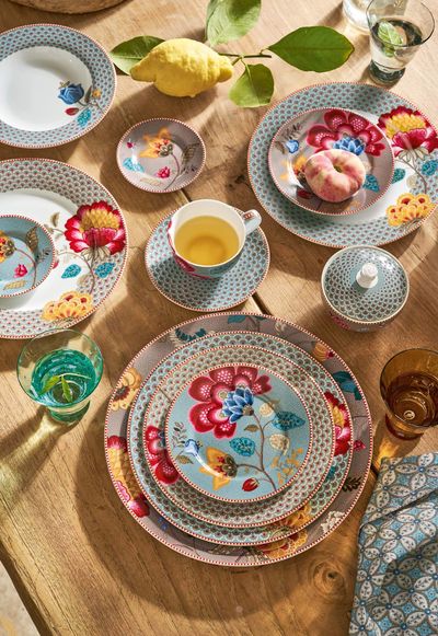 Espresso Cup and Saucer Blooming Tales Blue 120ml