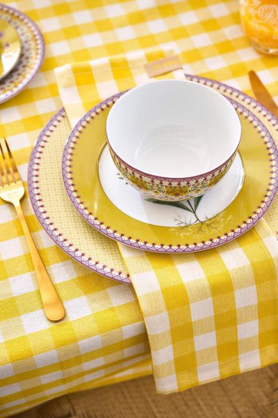 Set/4 Napkins Check Yellow