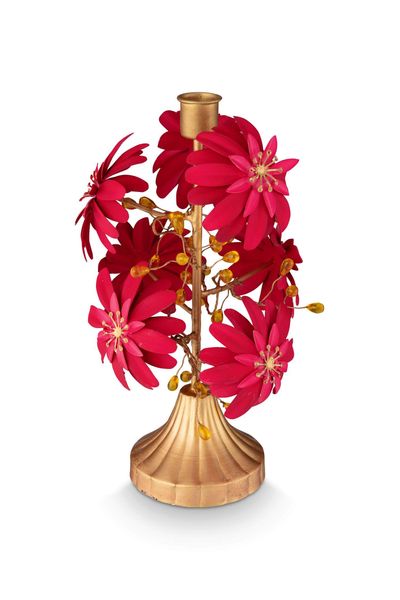 Candle Holder Blooming Tales Metal Red 26cm